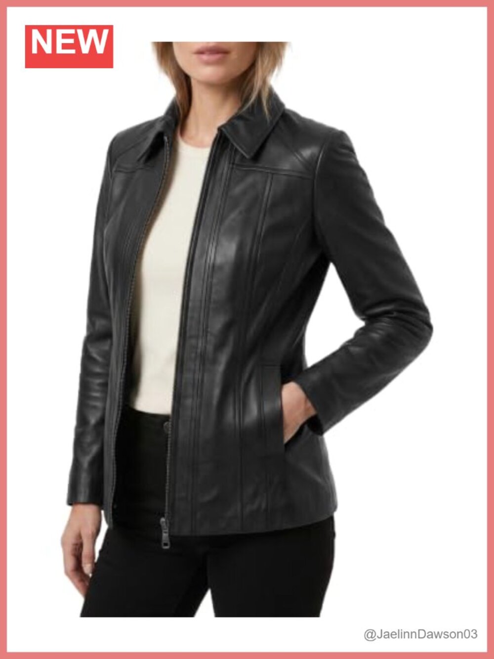 Genuine Lambskin Leather Long Coat Shirt Collar Zip Jacket